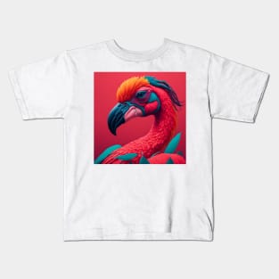 Cool Colorful Flamingo Portrait Graphic Kids T-Shirt